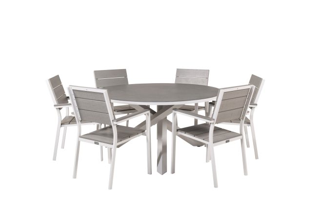 Copacabana matgrupp utomhus + 6 utestolar - vit/grå