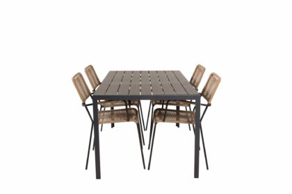 Break matgrupp utomhus 150 cm + 4 st lindos matstolar utomhus - svart