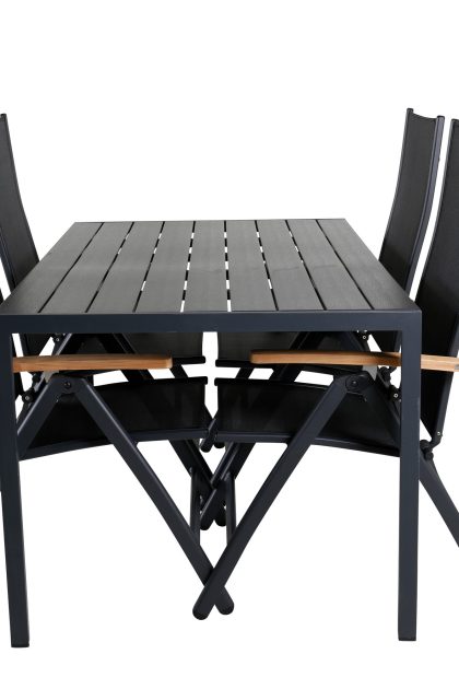 Break matgrupp utomhus 150cm + 4 panama positionsstolar - svart