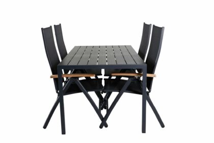 Break matgrupp utomhus 150cm + 4 panama positionsstolar - svart