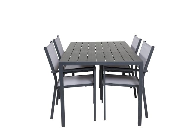 Break matgrupp utomhus 150 cm + 4 copacabana karmstolar utomhus - svart