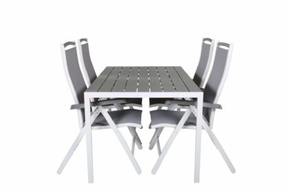 Break matgrupp utomhus 150 cm + 4 st albany matstolar utomhusar - grå /vit