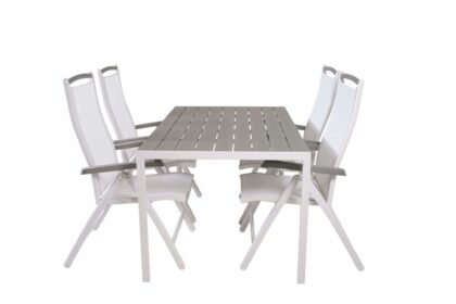Break matgrupp utomhus 150 cm + 4 st albany matstolar utomhusar - grå /vit