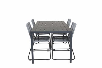 Break matgrupp utomhus 150 cm + 4 st lindos matstolar utomhus - svart