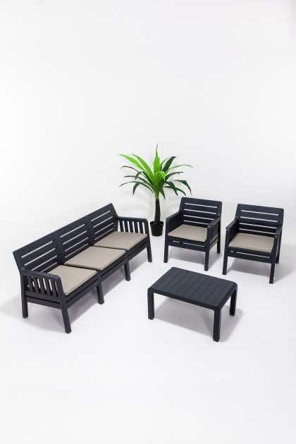Soffgrupp utomhus  elvor 5-sits - svart