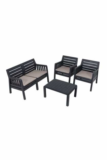 Soffgrupp utomhus  elvor 4-sits - svart