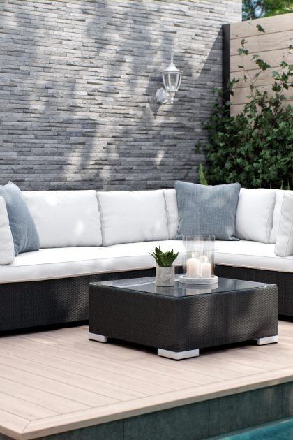 Loungegrupp utomhus bahamas 6-sits divan/bord - svart
