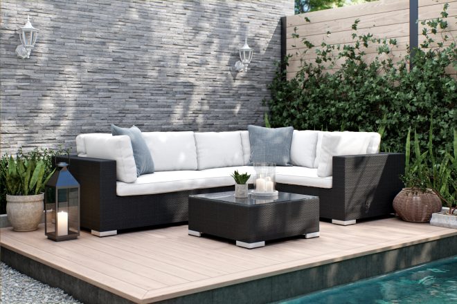 Loungegrupp utomhus bahamas 6-sits divan/bord - svart