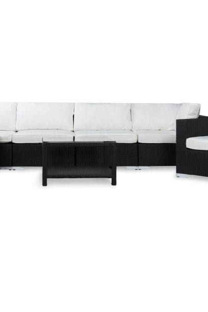 Loungegrupp utomhus bahamas 6-sits bord 75x75 - divan fåtölj svart