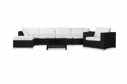 Loungegrupp utomhus bahamas 6-sits bord 75x75 - divan fåtölj svart