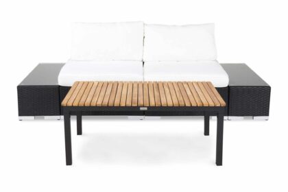 Loungegrupp utomhus bahamas 2-sits 1 bord svart/teak - 2 avslut svart