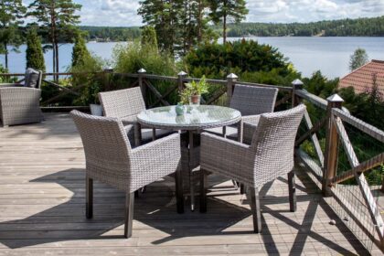 Volta matbord utomhus rund Ø90 cm - beige/grå