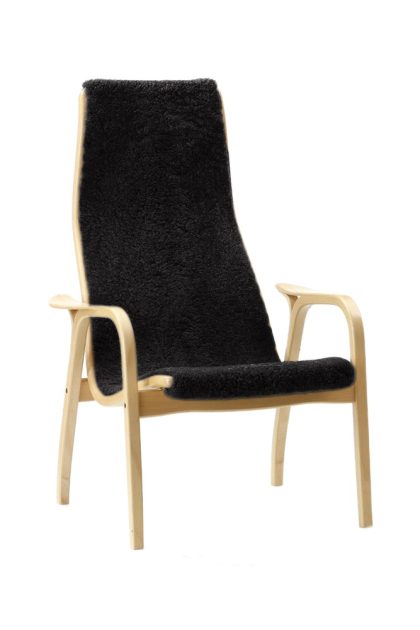 Swedese lamino fåtölj fårskinn black, naturlackad bok