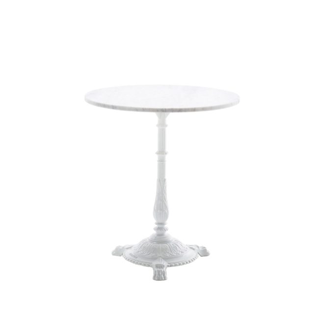 Byarums bruk classic cafébord marmor vit, vitt stativ