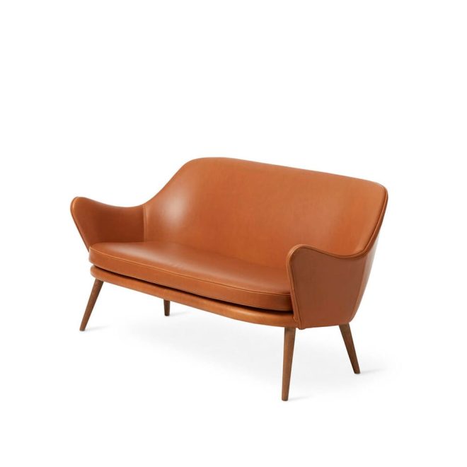 Warm nordic dwell soffa 2-sits läder silk 250 cognac, ben i rökt ek