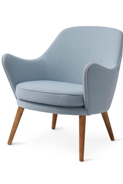 Warm nordic dwell loungestol tyg merit 014 minty grey, ben i rökt ek