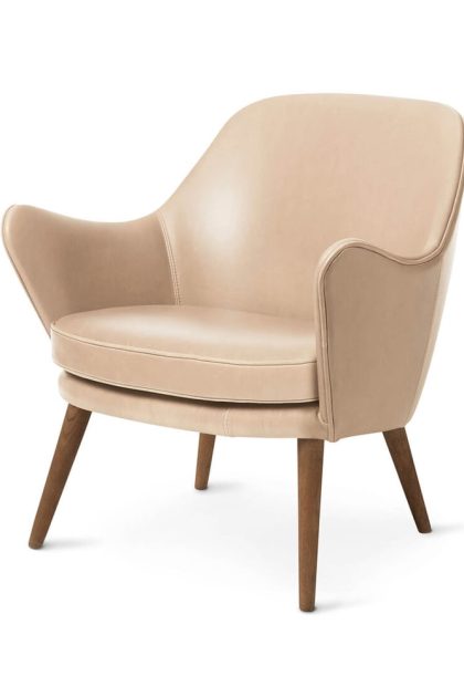Warm nordic dwell loungestol läder vegetal 90 nature, ben i rökt ek