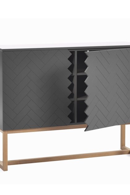 A2 story skåp grå-vitlaserade ekben
