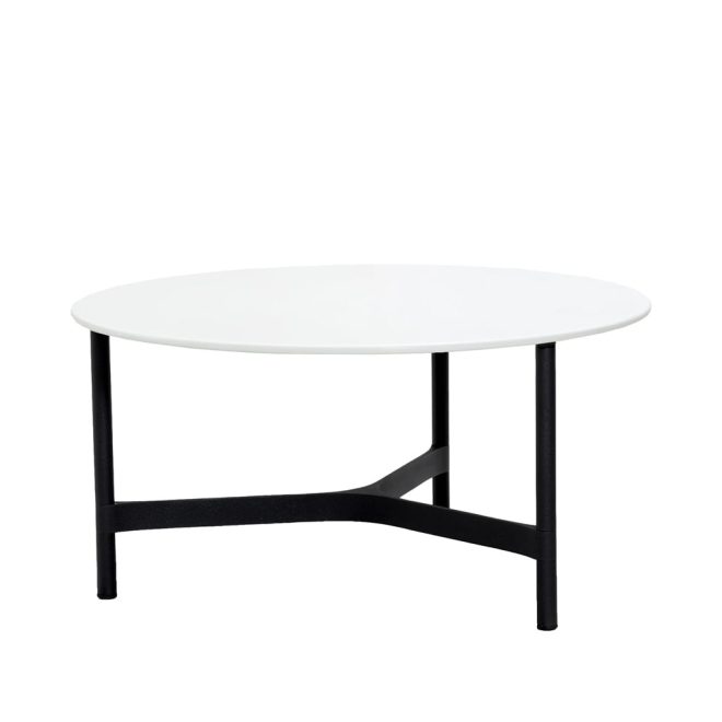 Cane-line twist soffbord large Ø90 cm white-lava grey