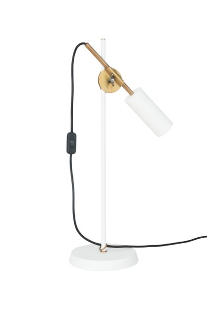 Konsthantverk stav bordslampa vit/råmässing