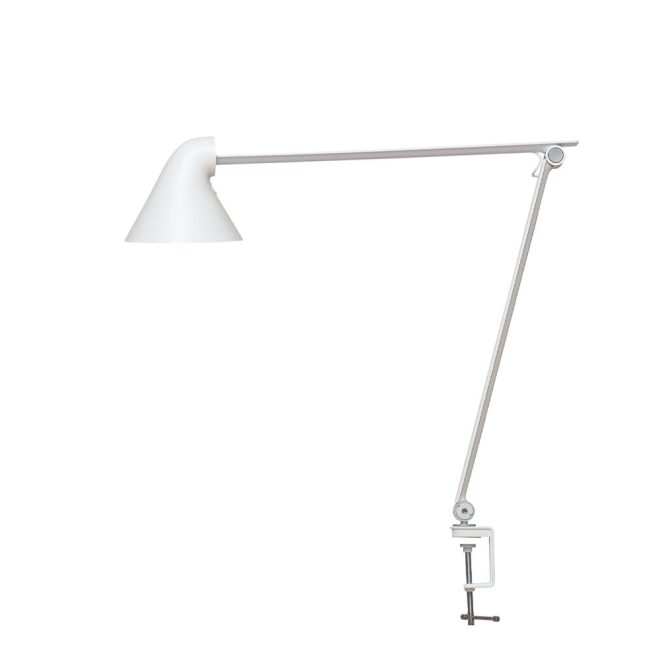 Louis poulsen njp skrivbordslampa vit, klämma, 2700k