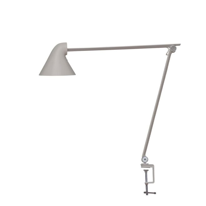 Louis poulsen njp skrivbordslampa ljusgrå, klämma, 2700k