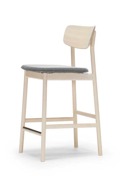 Stolab prima vista barstol tyg blues 9202 brun/beige, ljust mattlackat björstativ
