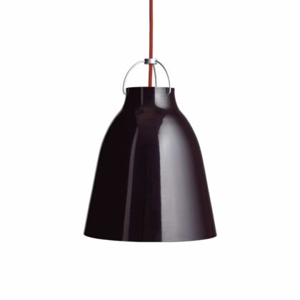 Fritz hansen caravaggio 2 pendel svart blank-röd textilsladd