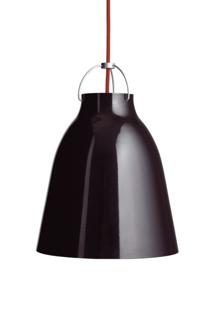 Fritz hansen caravaggio 2 pendel svart blank-röd textilsladd