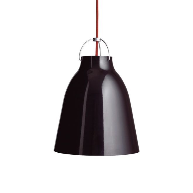 Fritz hansen caravaggio 2 pendel svart blank-röd textilsladd