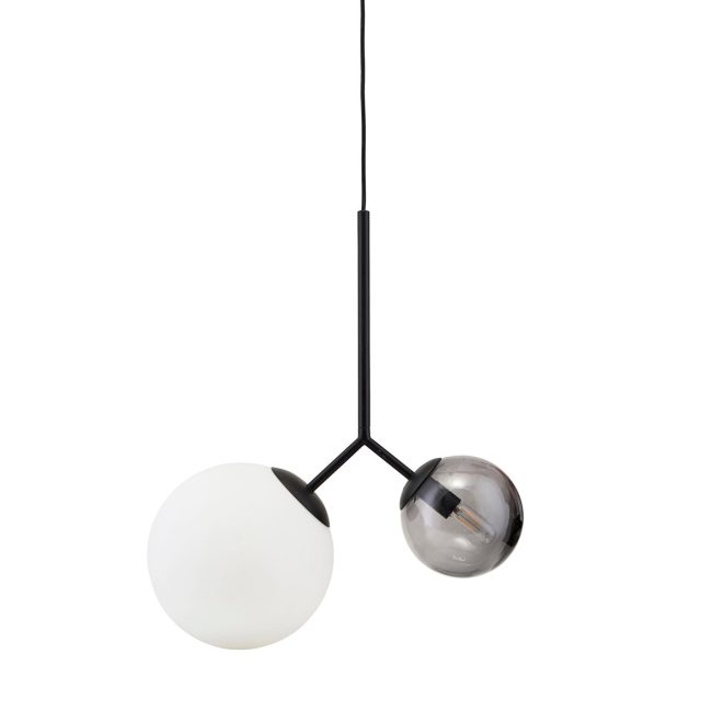 House doctor twice taklampa opalglas- svart glas