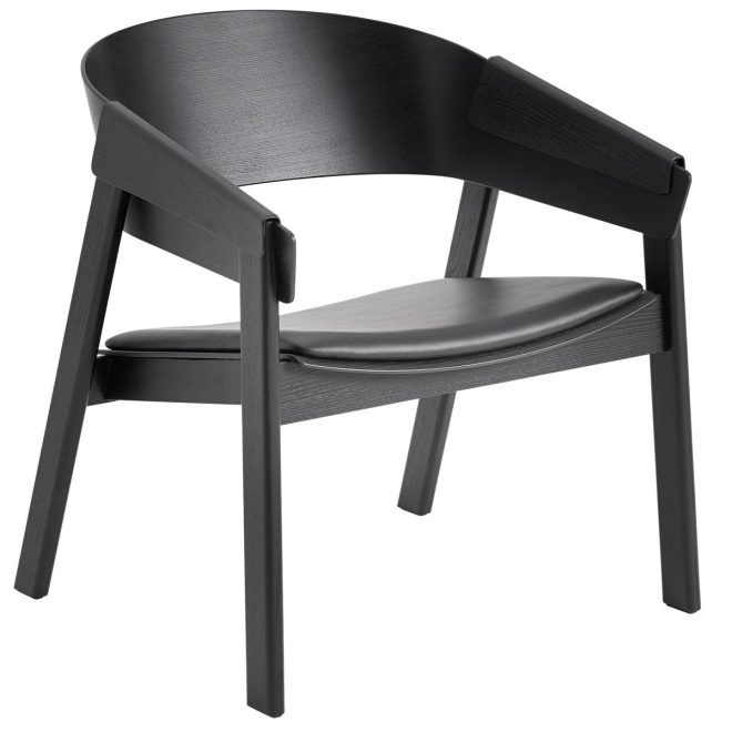 Muuto cover loungestol refine leather black-black