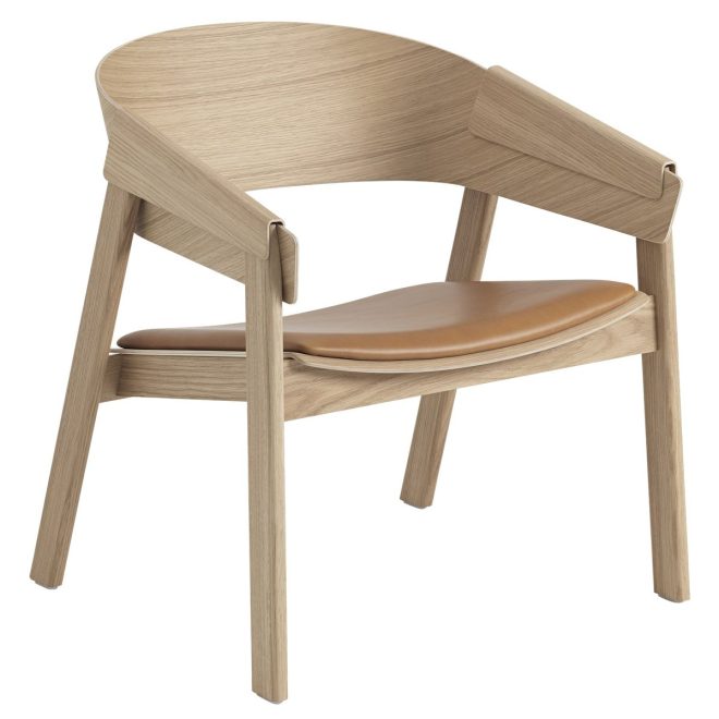 Muuto cover loungestol refine leather cognac-oak