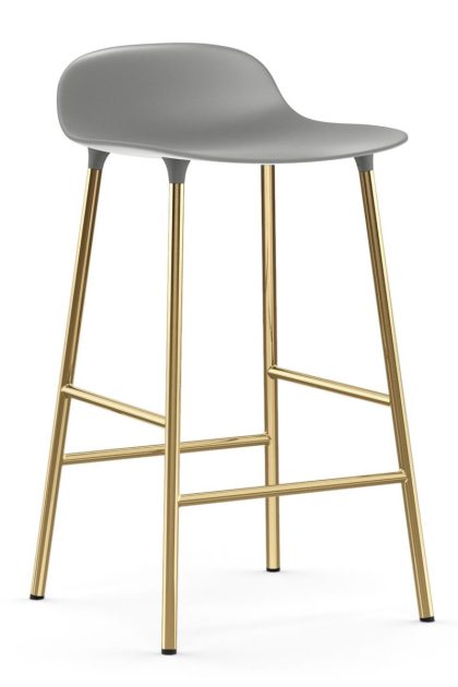 Normann copenhagen form barstol mässingsben grå