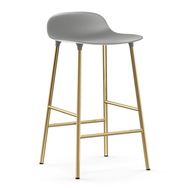 Normann copenhagen form barstol mässingsben grå
