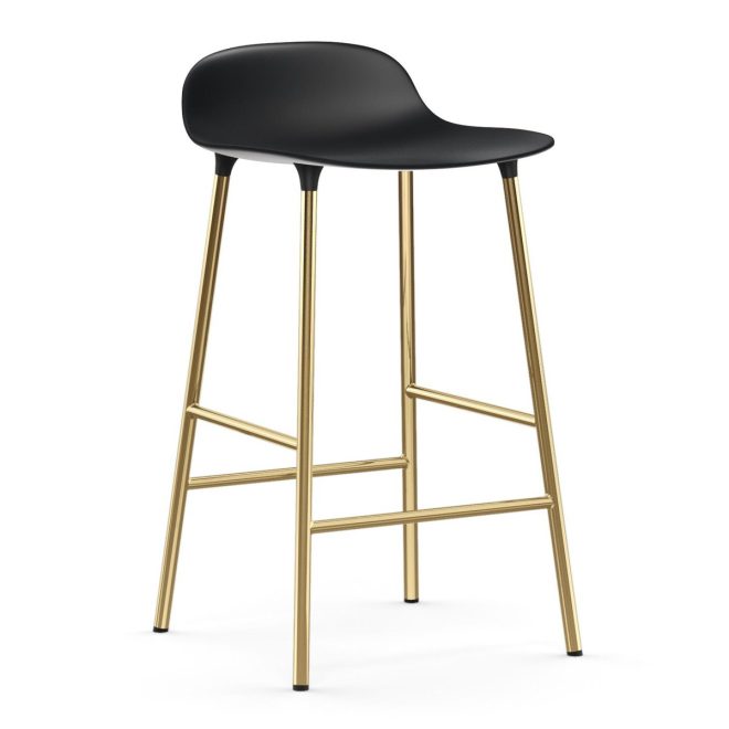 Normann copenhagen form barstol mässingsben svart