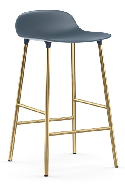 Normann copenhagen form barstol mässingsben blå