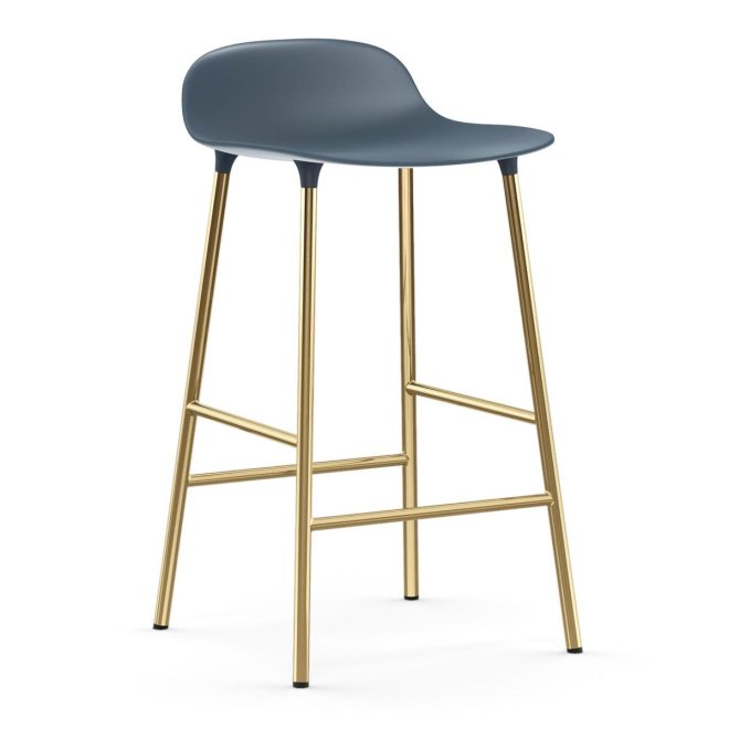 Normann copenhagen form barstol mässingsben blå