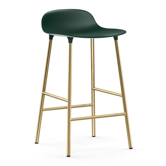 Normann copenhagen form barstol mässingsben grön