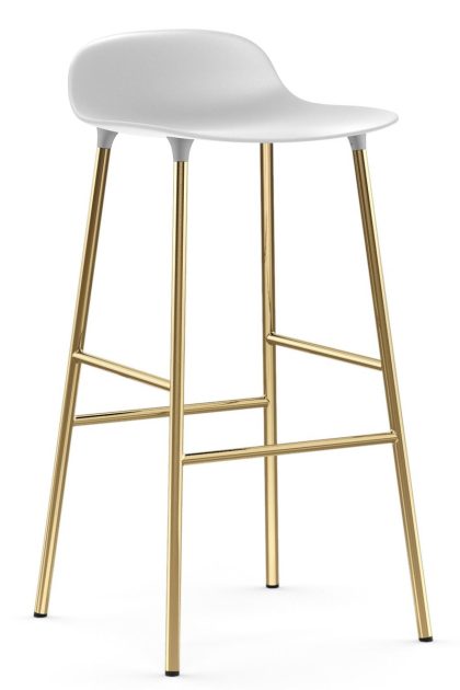 Normann copenhagen form barstol mässingsben 75 cm vit