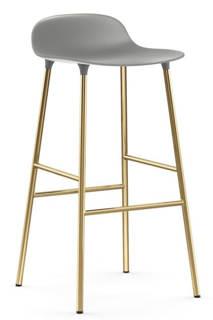 Normann copenhagen form barstol mässingsben 75 cm grå