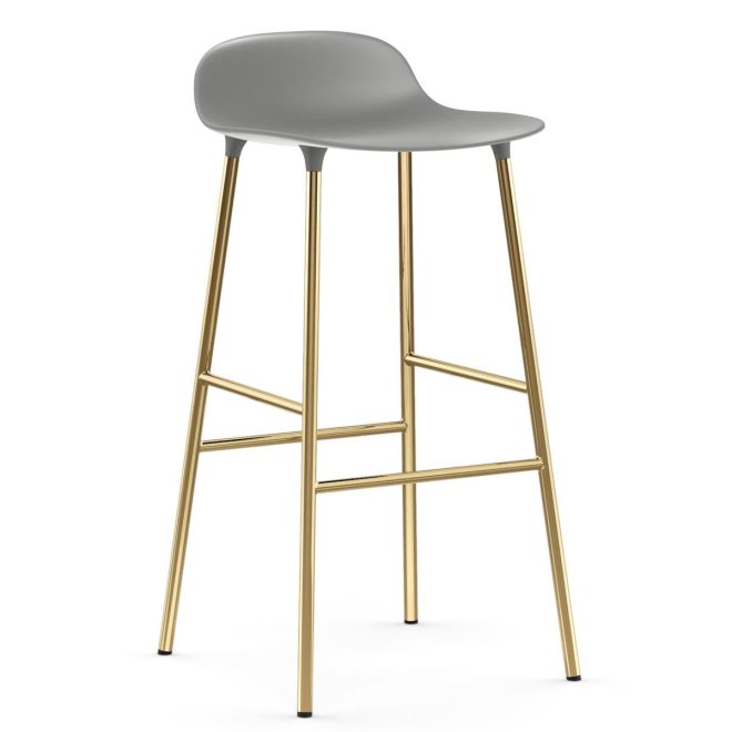 Normann copenhagen form barstol mässingsben 75 cm grå