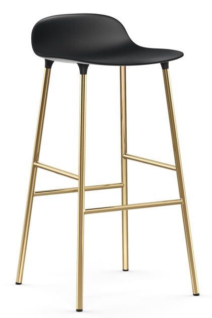 Normann copenhagen form barstol mässingsben 75 cm svart