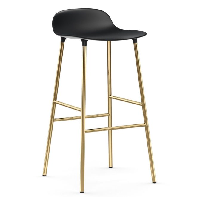 Normann copenhagen form barstol mässingsben 75 cm svart
