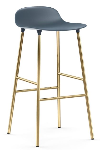 Normann copenhagen form barstol mässingsben 75 cm blå