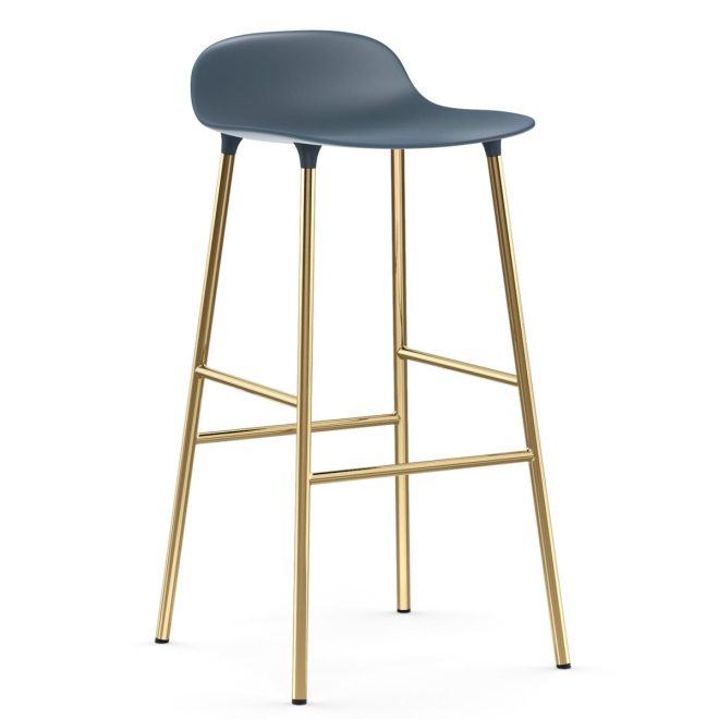 Normann copenhagen form barstol mässingsben 75 cm blå