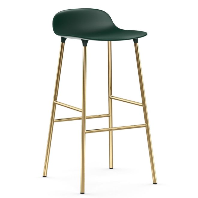 Normann copenhagen form barstol mässingsben 75 cm grön