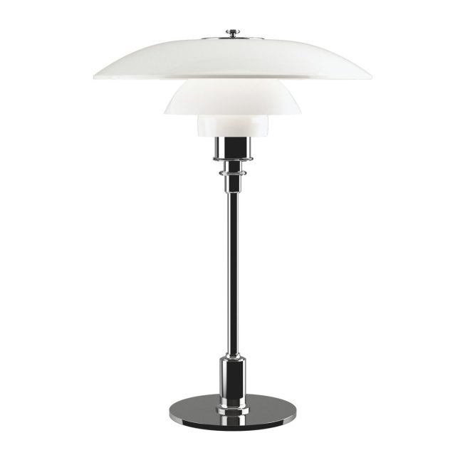 Louis poulsen ph 3½-2½ opalglas bordslampa krom