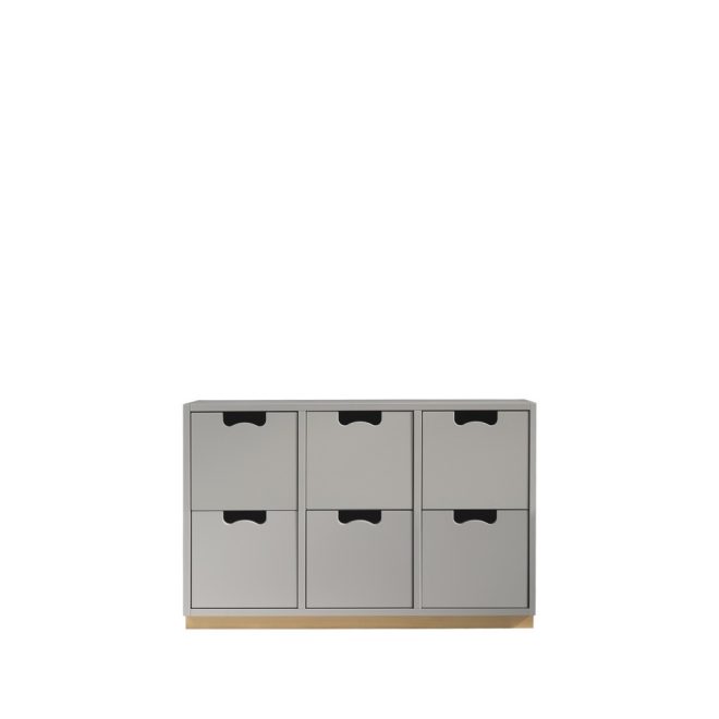 Asplund snö b2 byrå light grey, björksockel