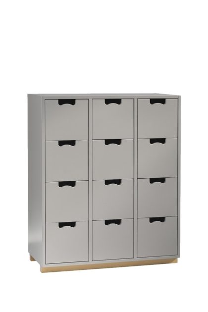 Asplund snö b byrå light grey, björksockel